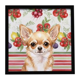Fawn Chihuahua Vegetables Framed Metal Print Bathroom, Kitchen, Office, Home Decor Wall Art Ready to Hang, Square, 8X8