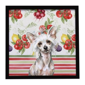 Hairless Mottled Pattern Chinese Crested Vegetables Framed Metal Print Bathroom, Kitchen, Office, Home Decor Wall Art Ready to Hang, Square, 8X8
