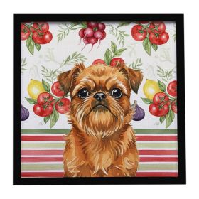 Belge Brussels Griffon Vegetables Framed Metal Print Bathroom, Kitchen, Office, Home Decor Wall Art Ready to Hang, Square, 8X8