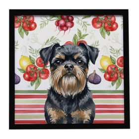 Black and Tan Brussels Griffon Vegetables Framed Metal Print Bathroom, Kitchen, Office, Home Decor Wall Art Ready to Hang, Square, 8X8