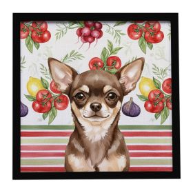 Chocolate Chihuahua Vegetables Framed Metal Print Bathroom, Kitchen, Office, Home Decor Wall Art Ready to Hang, Square, 8X8