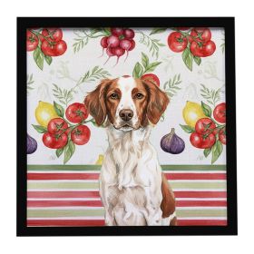 Liver and White Brittany Vegetables Framed Metal Print Bathroom, Kitchen, Office, Home Decor Wall Art Ready to Hang, Square, 8X8