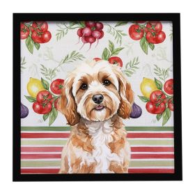 Cavapoo Vegetables Framed Metal Print Bathroom, Kitchen, Office, Home Decor Wall Art Ready to Hang, Square, 8X8