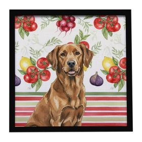 Chesapeake Bay Retriever Vegetables Framed Metal Print Bathroom, Kitchen, Office, Home Decor Wall Art Ready to Hang, Square, 8X8