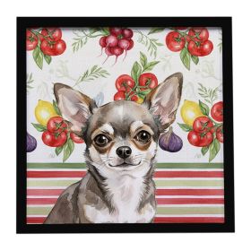 Chihuahua Vegetables Framed Metal Print Bathroom, Kitchen, Office, Home Decor Wall Art Ready to Hang, Square, 8X8