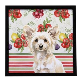 Powderpuff Chinese Crested Vegetables Framed Metal Print Bathroom, Kitchen, Office, Home Decor Wall Art Ready to Hang, Square, 8X8