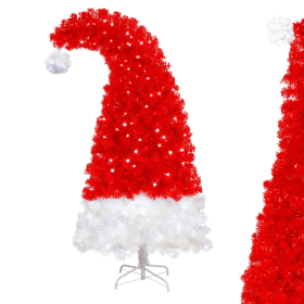 6FT Artificial Christmas Tree With LED Light, Santa's Hat Shape Artificial Whimsical Xmas Tree With 1050 Tip, Curved Xmax Tree (Option: Default title)