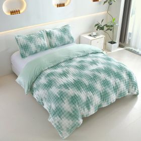 Faux Rabbit Fur Duvet Cover Set With Reversible Camo & Gradient Boho Design, Ultra Soft Hypoallergenic Plush Luxury Bedding, Includes 1 Duvet Cov (Option: Twin)