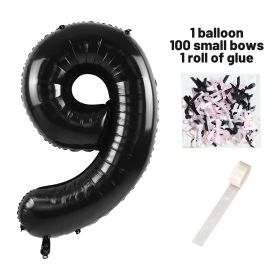 40 Inch Black Number Balloons With  Ribbon Bow 1 Roll Glue Point (Option: W13613485)