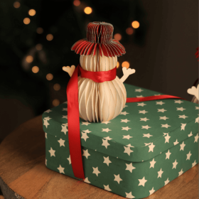 Honeycomb Handmade Paper Snowman - Holiday Decor (Color: White)