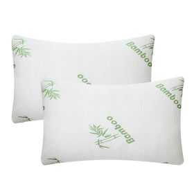 2Pcs Or 1Pcs Bamboo Memory Foam Pillow Hypoallergenic Bed Pillow For Head Neck Rest Sleeping Shredded Pillow Washable Cover Queen Size Pillow (Option: Queen-2Pcs)