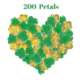 200 Pcs Artificial Silk Rose Petals For Graduation Black Green Red Purple Blue Golden Mix Color Fake Flowers Petals For Graduation Ceremony Weddi (Color: Green)