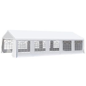 20x32 Heavy Duty Wedding Canopy Event Tent Outdoor Wedding Shelter With Removable Sidewalls Double Doors (Color: White)